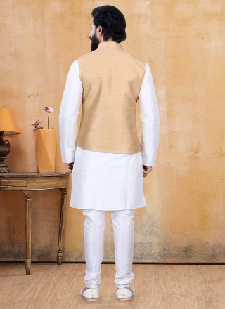 Beige and Off White Color Kurta Payjama With Jacket