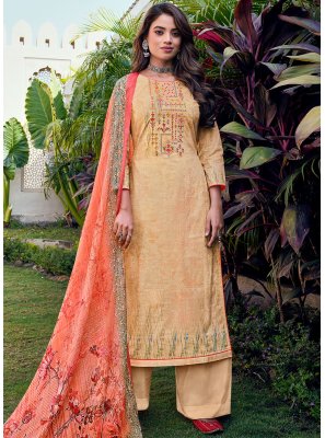 Beige Digital Print Cotton Designer Pakistani Salwar Suit