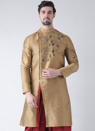 Beige Embroidered Angrakha