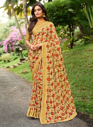 Beige Weaving Contemporary Style Saree