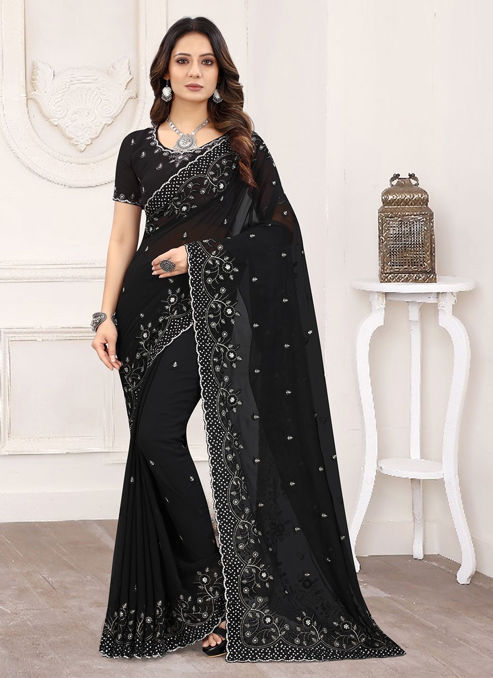 Black Color Classic Designer Saree