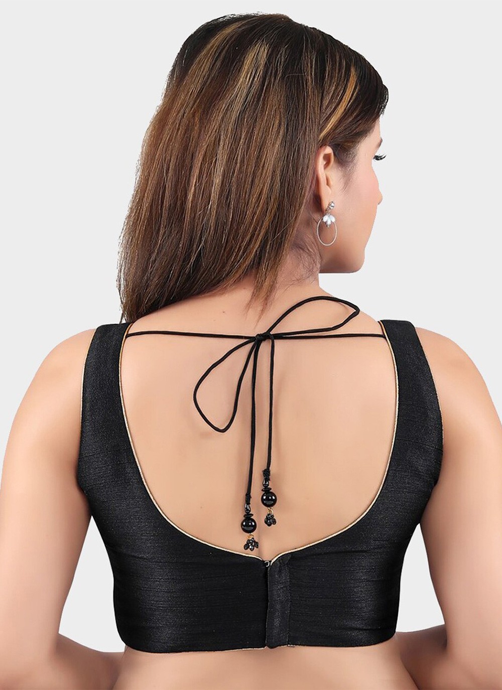 Black Dupion Silk Back Hook Sleeveless Blouse, Size: 32 inch at Rs  275/piece in Vasai Virar