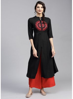 Black Embroidered Festival Party Wear Kurti