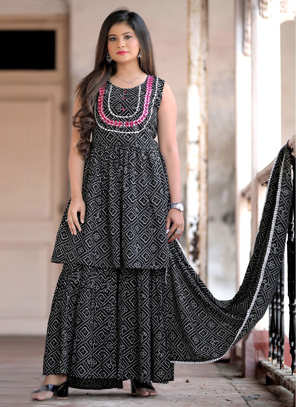 Black Embroidered Readymade Salwar Suit