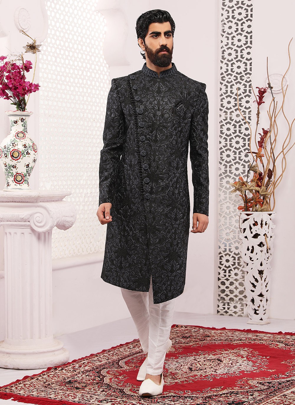 Embroidered sherwani best sale