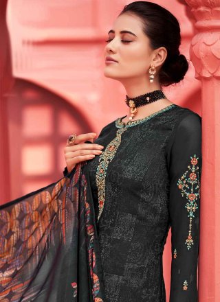 Black Festival Faux Crepe Designer Pakistani Suit