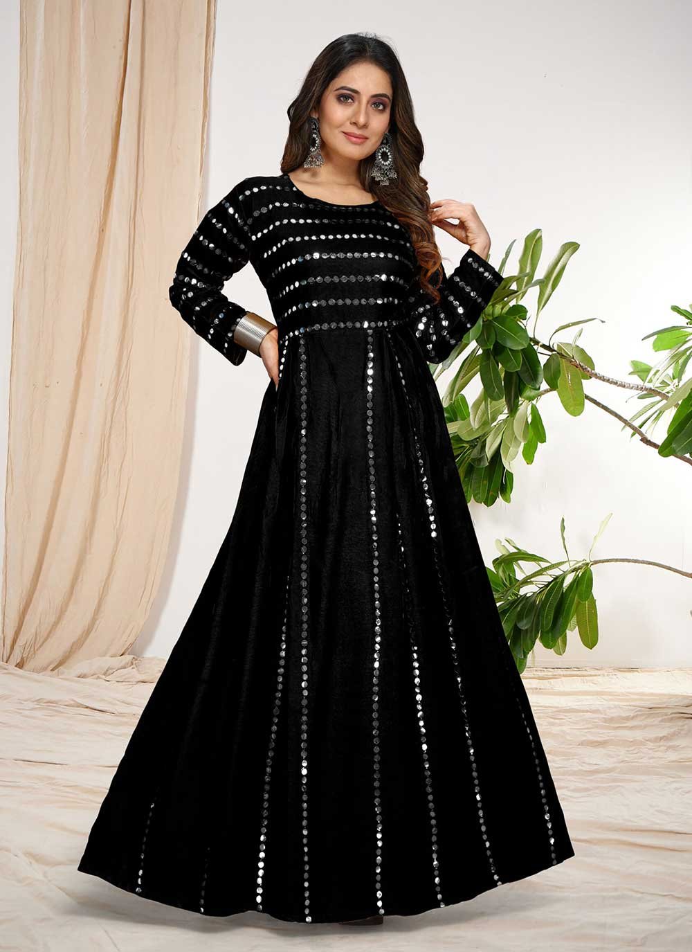 Black Party Floor Length Gown