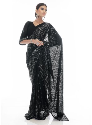 Black Sequins Contemporary Saree