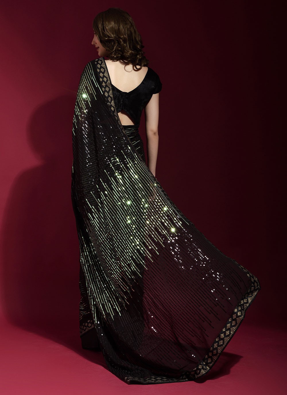 Shop Online Black Trendy Saree : 233522 -