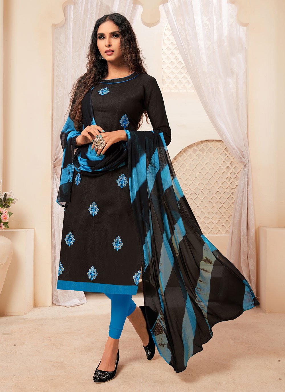 black and blue salwar kameez