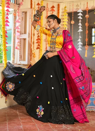 Black Wedding Cotton A Line Lehenga Choli
