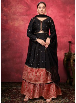 Black Woven Ceremonial Trendy Salwar Suit