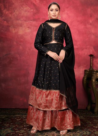 Black Woven Ceremonial Trendy Salwar Suit