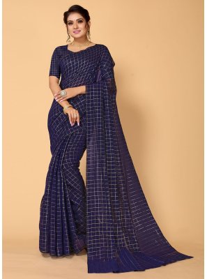Blended Cotton Woven Trendy Saree in Blue