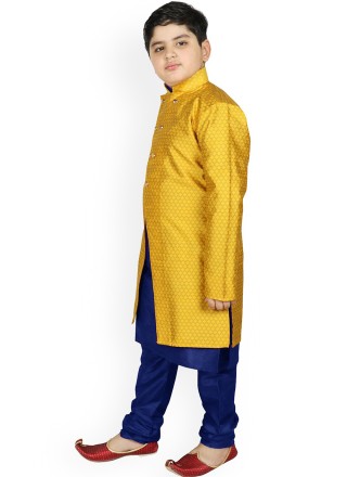 Blue and Yellow Fancy Work Jacket Style