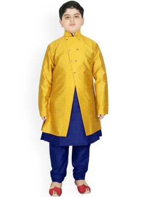 Blue and Yellow Fancy Work Jacket Style