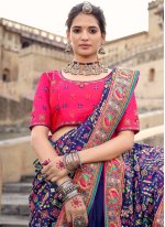 Blue Banarasi Silk Traditional Designer Saree