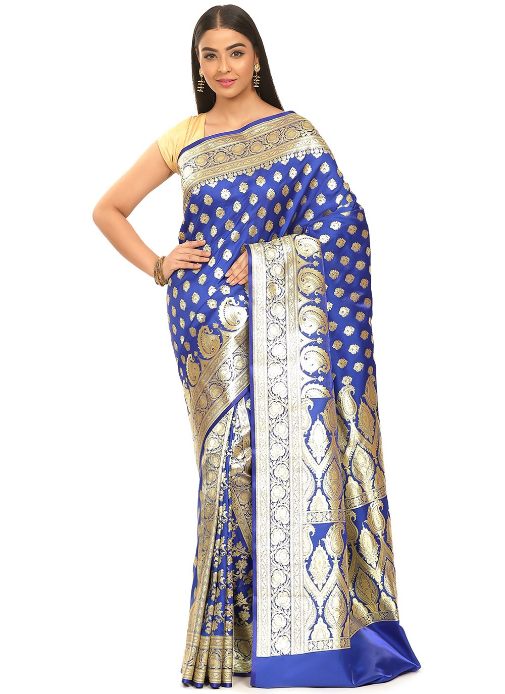 Blue Banarasi Silk Woven Designer Traditional Saree