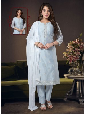 Blue Chanderi Silk Festival Salwar Suit