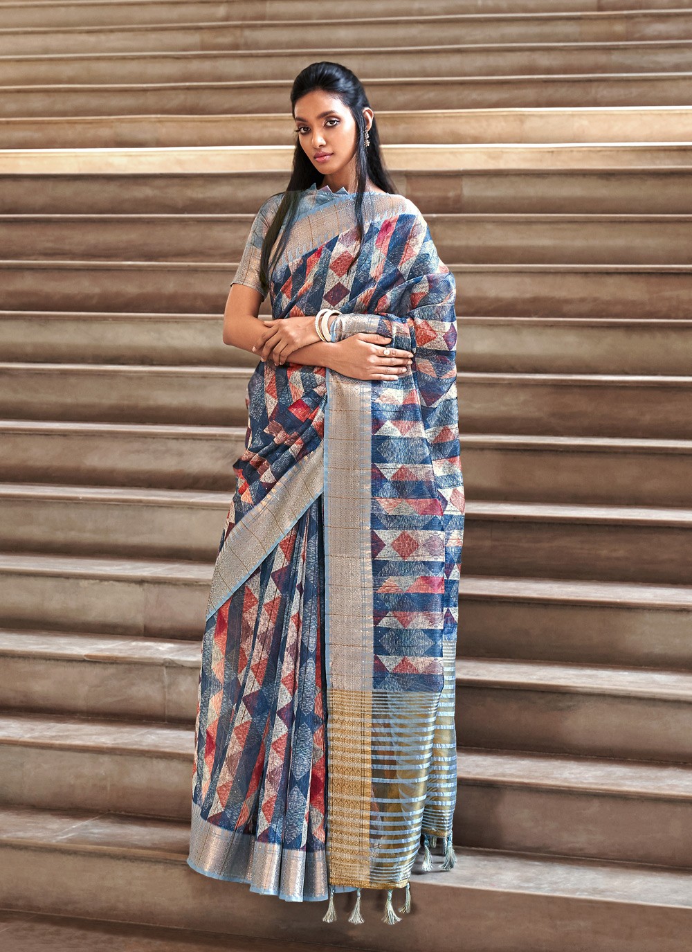 Shop Pure Banarasi Katan Silk Hand Embroidered Saree Online USA – Sunasa