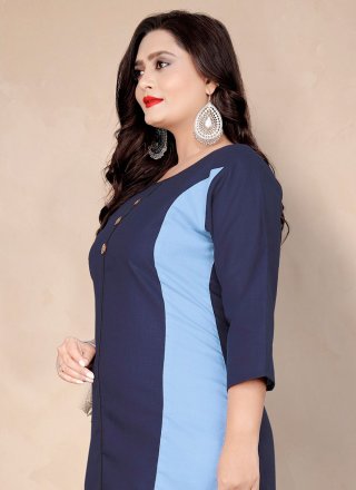 Blue Cotton Casual Kurti