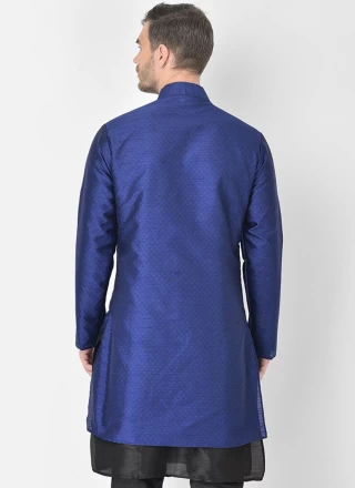 Blue Dupion Silk Mehndi Jacket Style