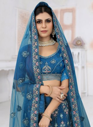 Blue Embroidered Wedding Trendy Lehenga Choli