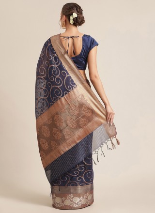 Blue Engagement Banarasi Silk Designer Traditional Saree
