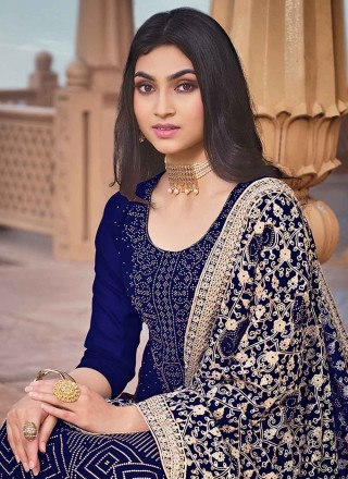 Blue Faux Georgette Designer Pakistani Salwar Suit