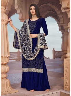 Blue Faux Georgette Designer Pakistani Salwar Suit