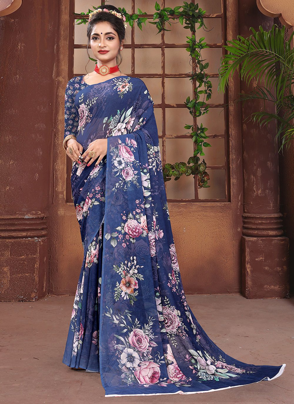 Blue Festival Weight Less Casual Saree