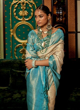 Blue Handloom silk Trendy Saree