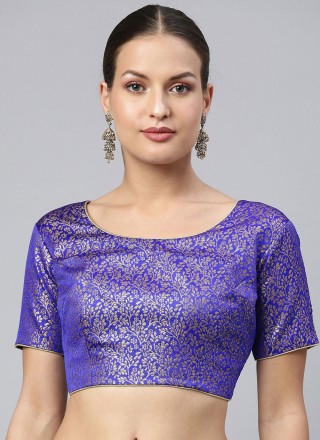 Blue Jacquard Fancy Blouse