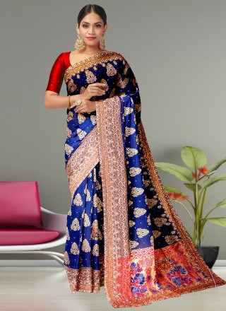 Blue Kanjivaram Silk Wedding Designer Saree