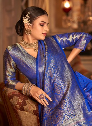 Blue Sangeet Kanjivaram Silk Saree