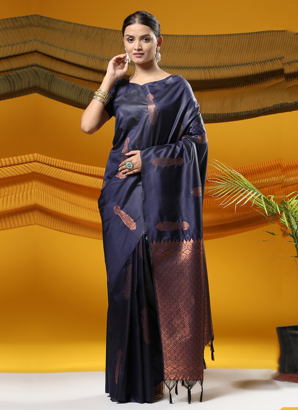 Blue Weaving Banarasi Silk Traditional Saree