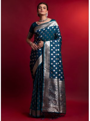 Blue Weaving Trendy Saree