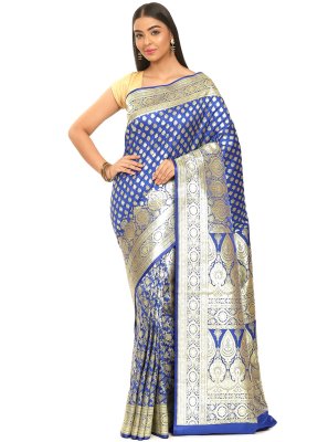 Blue Woven Designer Traditional Saree