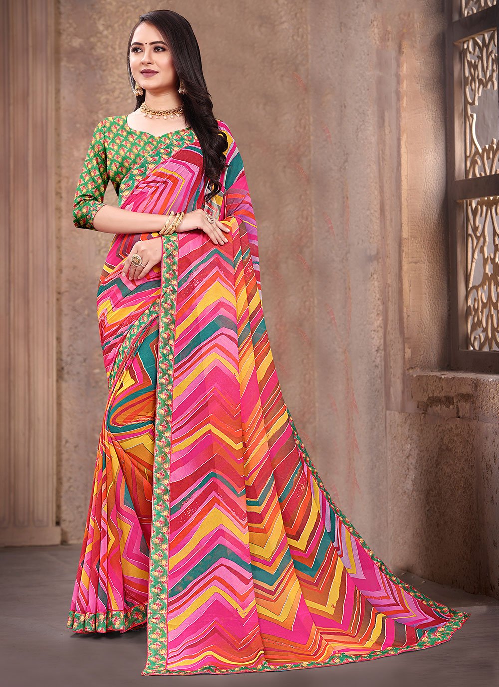 BANARAS SEMI SOFT SILK SAREE (BORDER LESS) - ELEPHANT GREY - BROCADE P –  Pavani's Elegant Collections