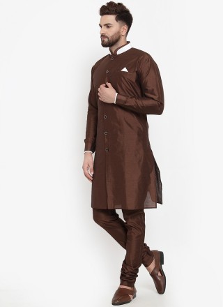 Brown Banarasi Silk Kurta Pyjama
