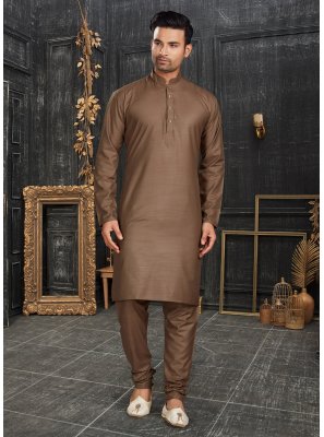 Brown Plain Kurta Pyjama