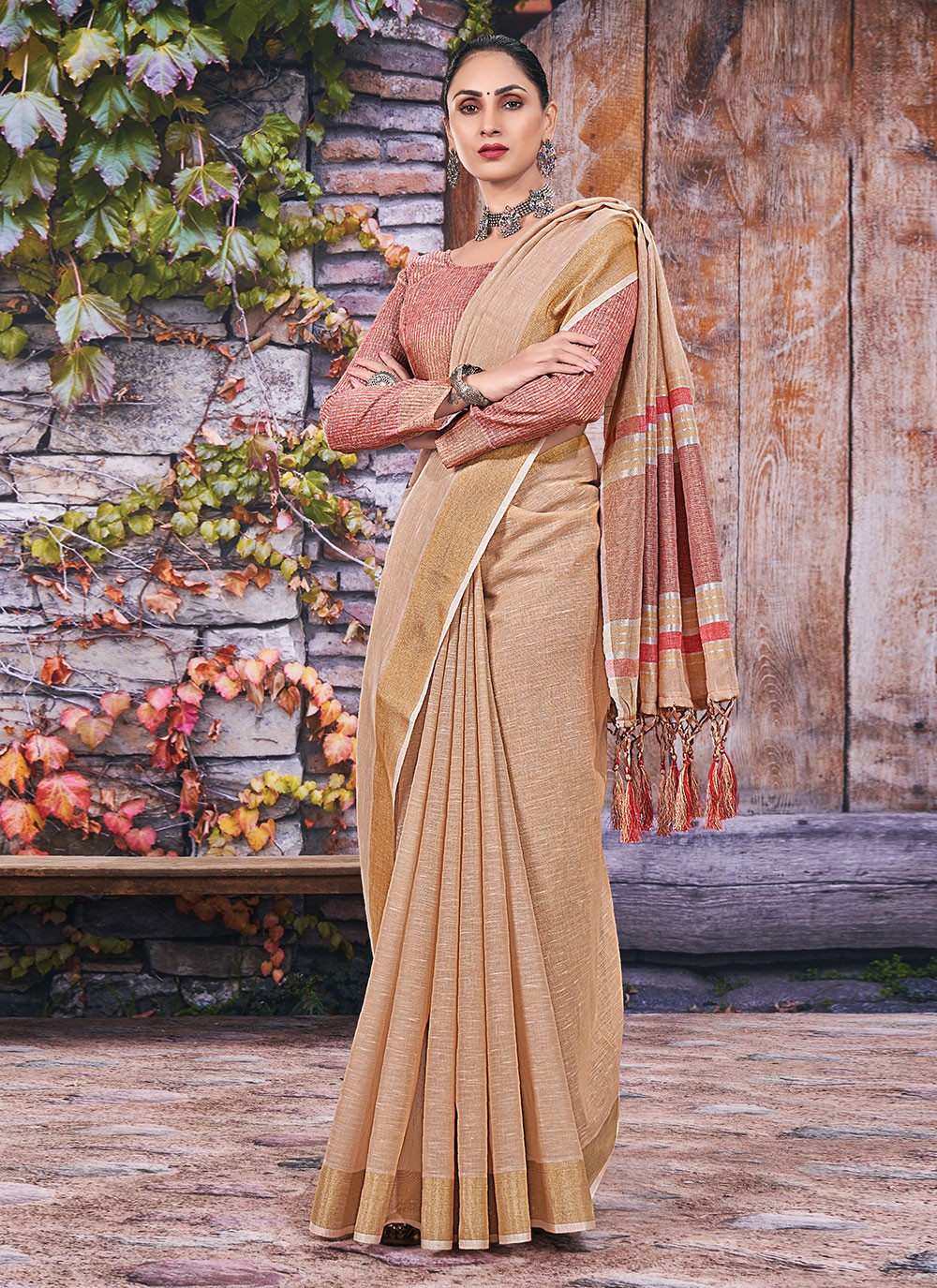 Brown Weaving Designer Traditional Saree