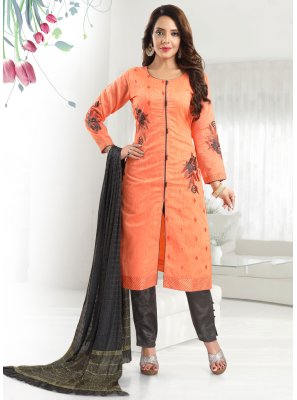 Chanderi Orange Readymade Salwar Suit