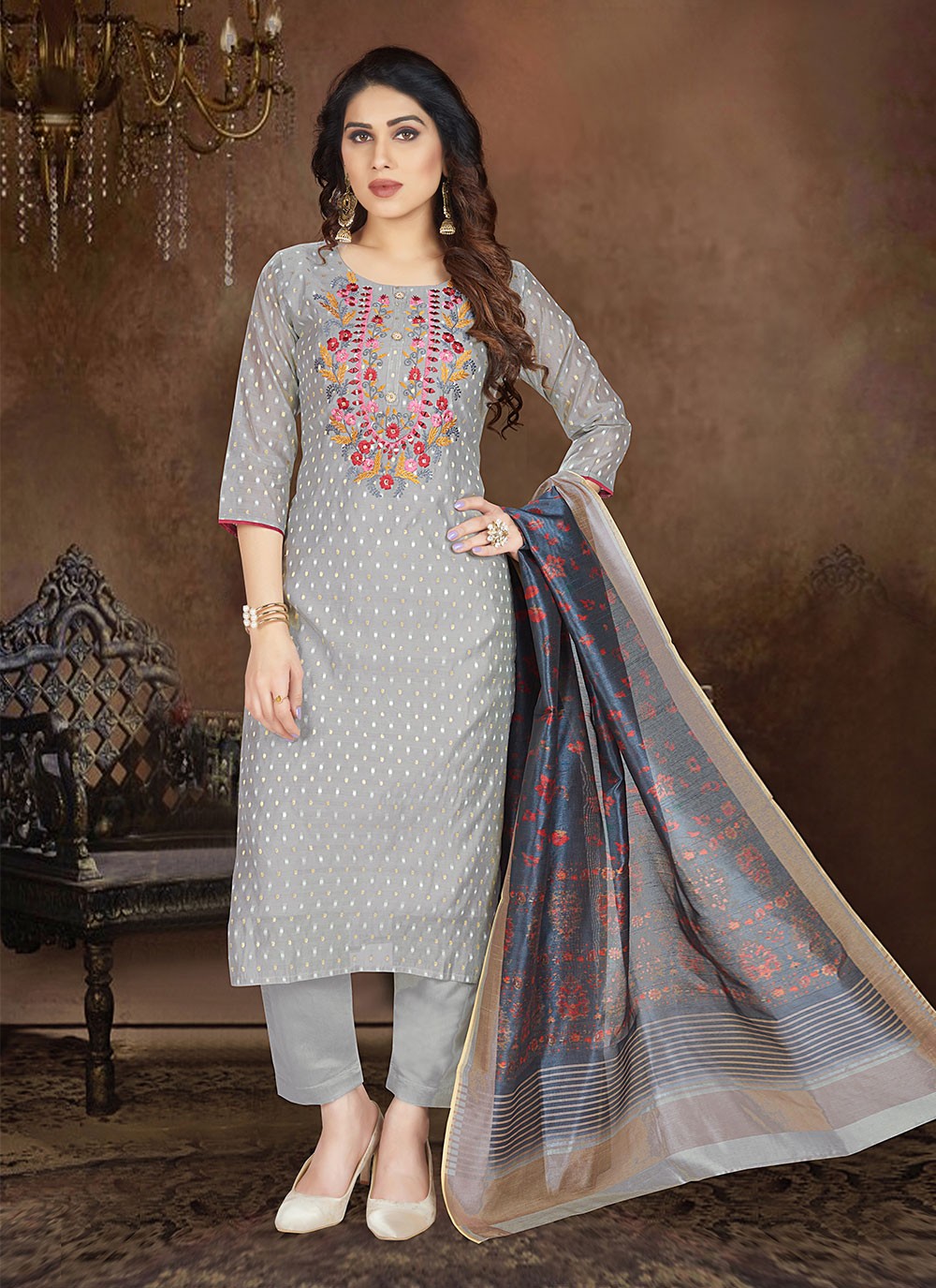 Chanderi Silk Ceremonial Readymade Salwar Suit