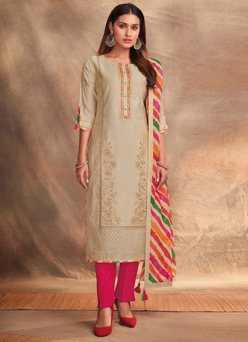 Chanderi Silk Festival Pant Style Suit