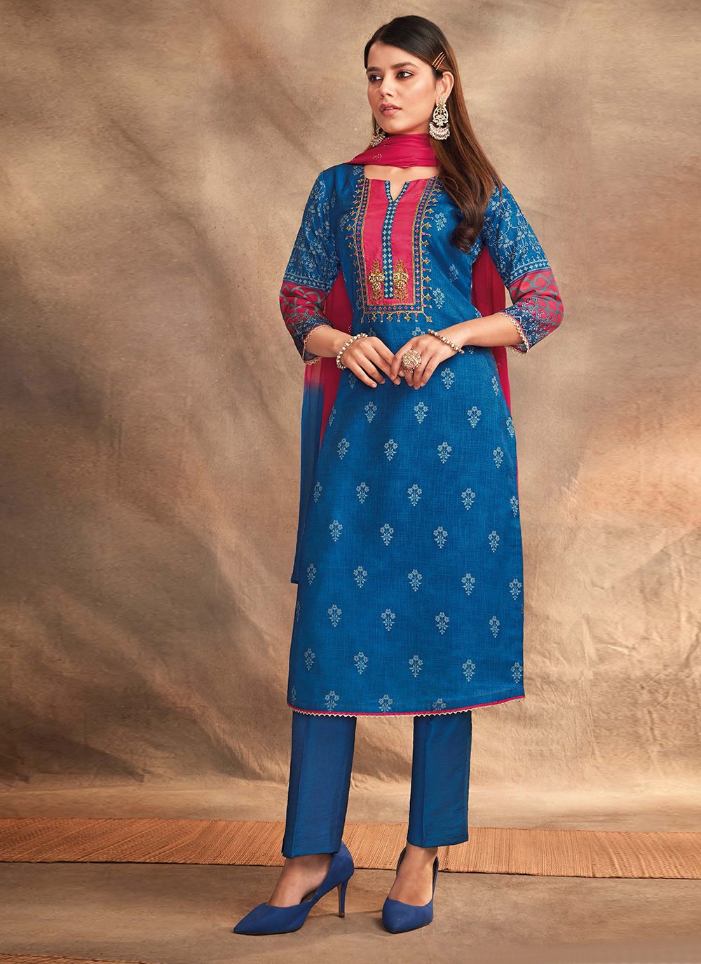 Chanderi Silk Festival Pant Style Suit