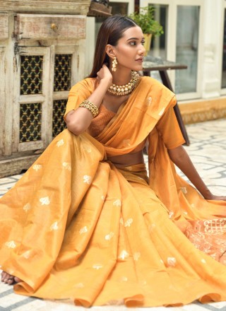 Chanderi Silk Mustard Weaving Trendy Saree