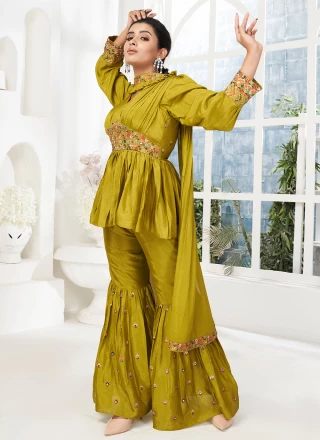 Chinon Green Mirror Designer Palazzo Salwar Suit