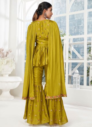 Chinon Green Mirror Designer Palazzo Salwar Suit
