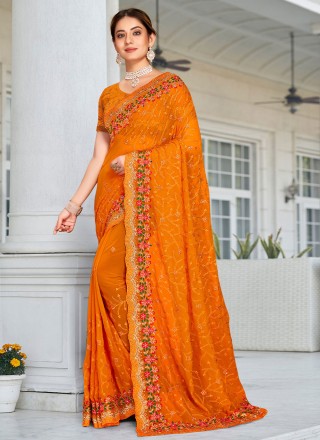 Orange shop wedding saree